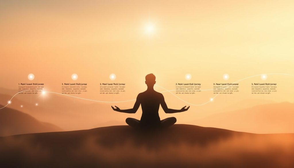 A serene reiki timeline unfolds, with a central figure in a meditative pose, surrounded by glowing orbs and flowing energy lines. The background features a soft, ethereal landscape, with a gentle gradient from warm to cool tones, creating a sense of depth and tranquility. Diffused lighting casts a soft, ethereal glow, highlighting the spiritual essence of the scene. The composition is balanced, with the central elements positioned to guide the viewer's eye through the timeline of reiki practice. The overall atmosphere evokes a sense of inner peace, personal growth, and the gradual unfolding of one's reiki journey. A serene reiki timeline unfolds, with a central figure in a meditative pose, surrounded by glowing orbs and flowing energy lines. The background features a soft, ethereal landscape, with a gentle gradient from warm to cool tones, creating a sense of depth and tranquility. Diffused lighting casts a soft, ethereal glow, highlighting the spiritual essence of the scene. The composition is balanced, with the central elements positioned to guide the viewer's eye through the timeline of reiki practice. The overall atmosphere evokes a sense of inner peace, personal growth, and the gradual unfolding of one's reiki journey.